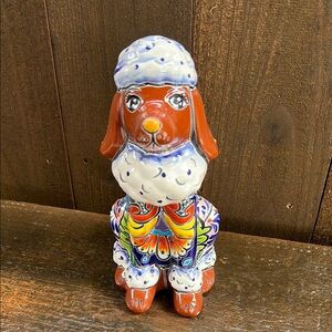 Talavera French  Poodle Figurine Decor, Pottery.